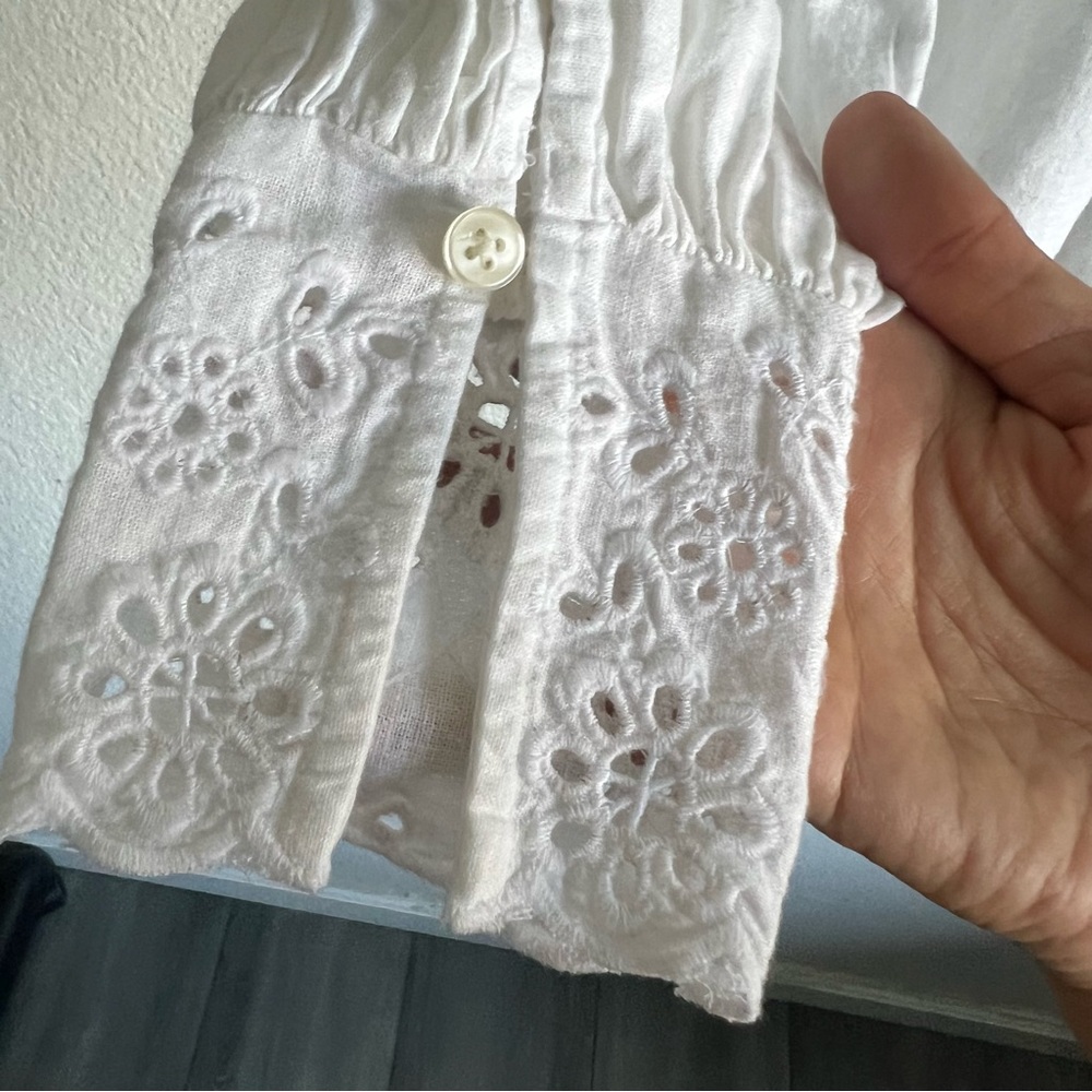 Ann Taylor Elegant White Eyelet Blouse Classic Size M NWT - Picture 12 of 15